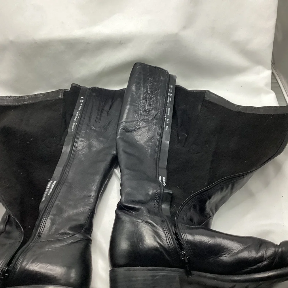 Clarks Black Leather Knee High Boots Buckle Zip Women Size 7.5 M - Picture 6 of 11